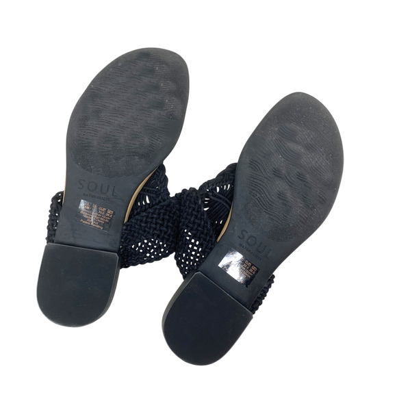 Soul by Naturalizer Relax Sz 9.5 Black Macrame Woven Thong Sandals Flip Flops - Picture 6 of 7